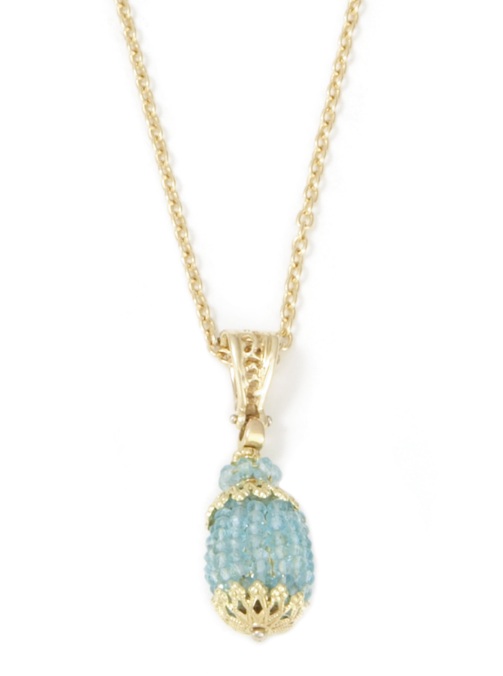 Beaded Necklace - 18k Gold Beaded Apatite Necklace