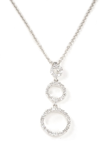 Circle Pendants Diamond Gold - 14k White Gold Triple Circle Diamond Pendant With Chain