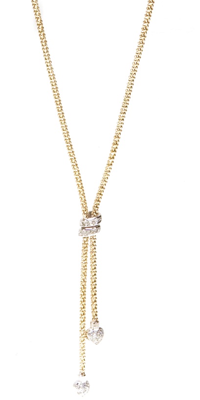 Diamond Heart Necklace - 14k White And Yellow Gold Diamond Heart Necklace