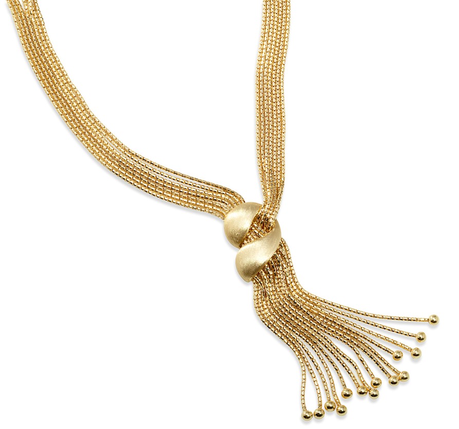 Gold Lariat Necklaces - 14k Gold 7 Strand Lariat Necklace 18"