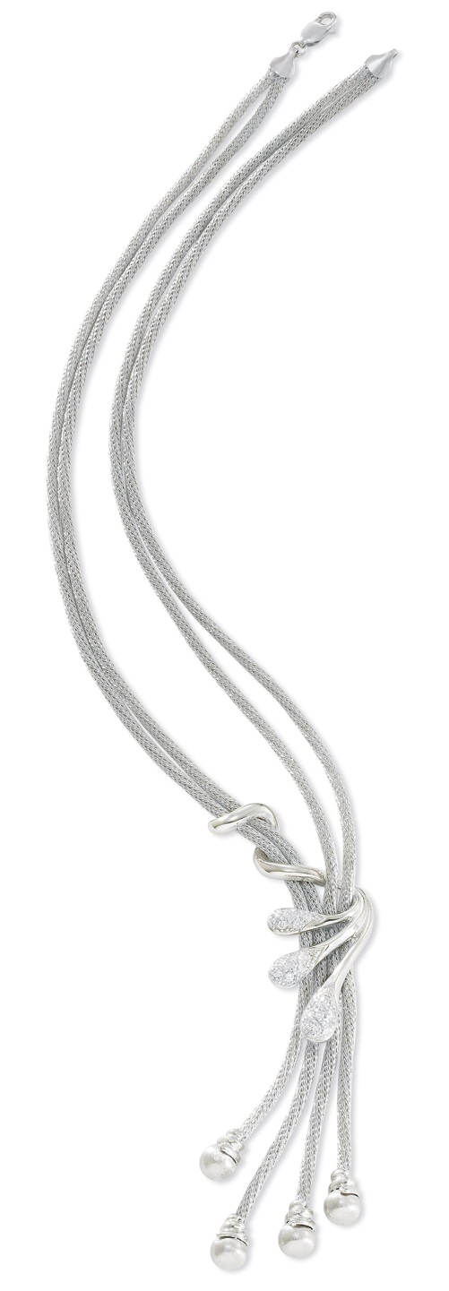 14k white gold diamond wrap lariat necklace