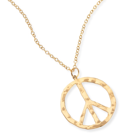 14k Gold Peace Sign Pendant on Chain