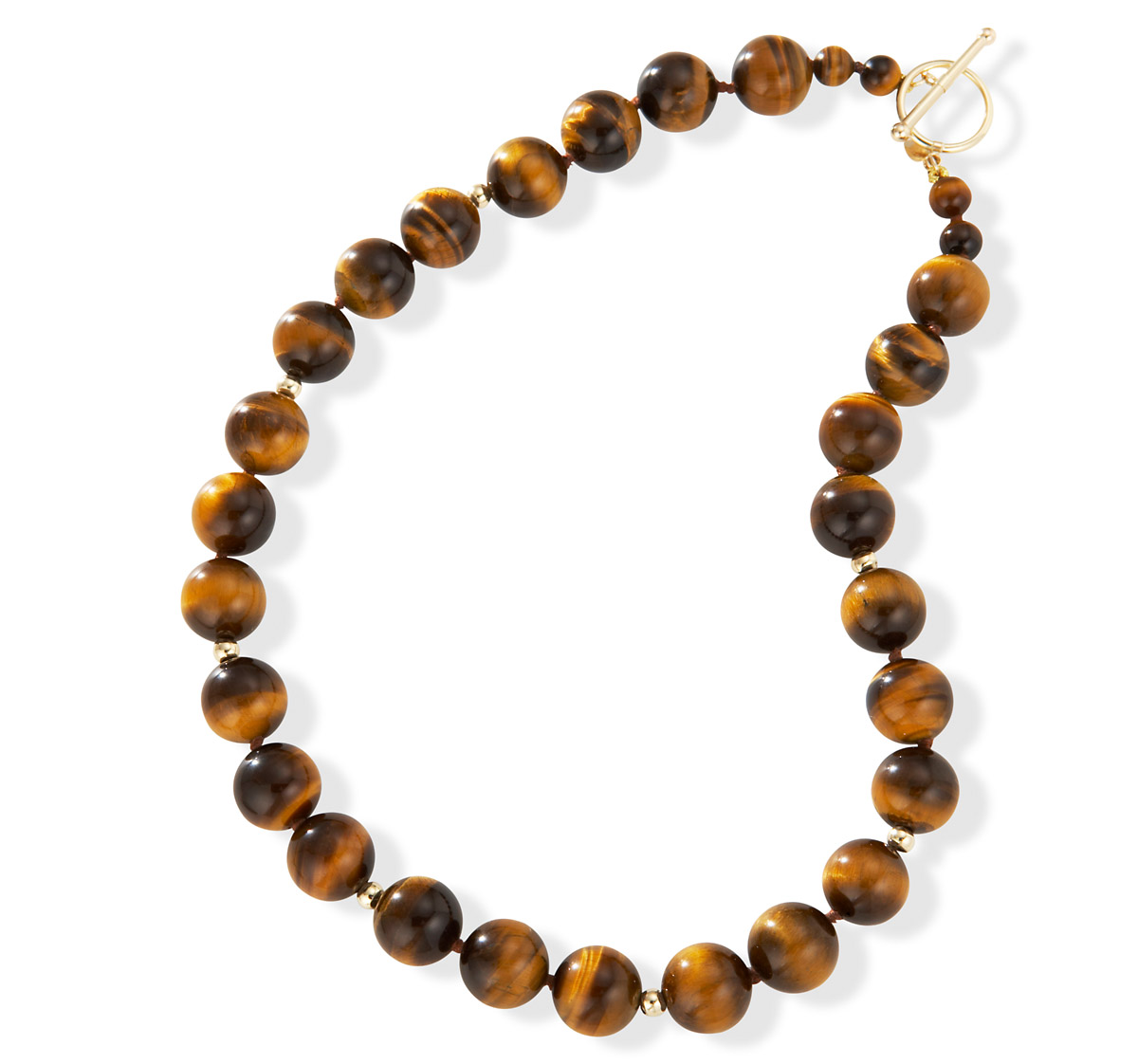 14k Gold Necklaces - 14k Gold Tiger Eye Necklace