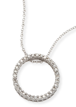Circle Pendants Diamond Gold - 14k White Gold Necklace With Diamond Circle Pendant