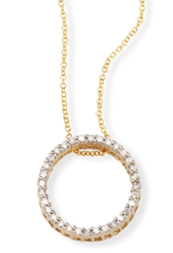 Circle Pendants Diamond Gold - Diamond Circle Pendant On Yellow Gold Chain Neclace