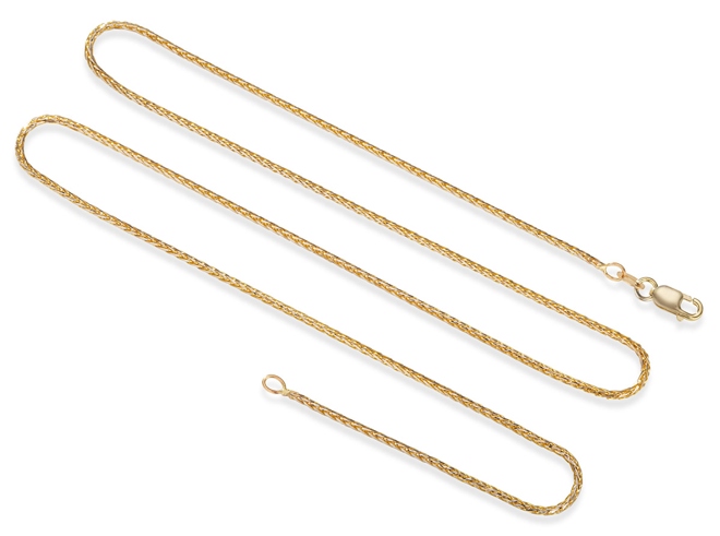 14k Gold Necklaces - Shiny 14k Gold Pave Wheat Chain Necklace