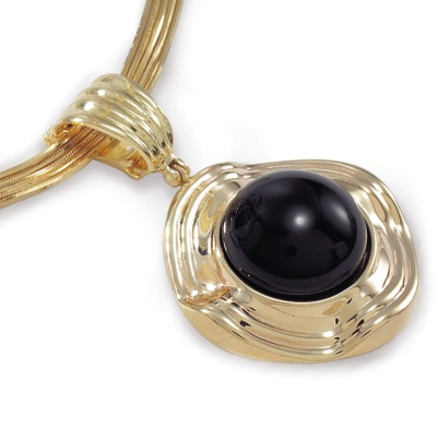 Black Onyx Pendant - 14k Gold Pendant With Round Black Onyx Center