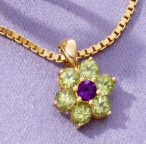 18k Gold Pendants - 18k Gold Peridot And Amethyst Pendant
