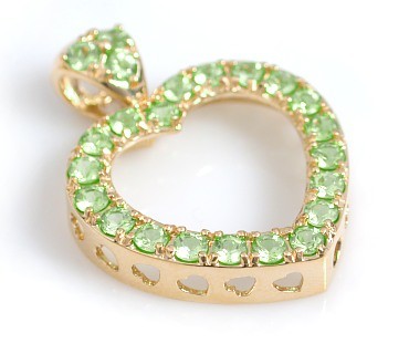 Mini Pendant Lighting - 14kt Gold Open Heart Pendant W Peridot Studs