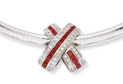 Ruby Pendants - Ruby & Diamond Slider Pendant