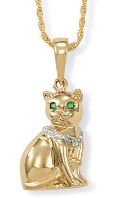 Kitty Cat Pendant w diamond collar