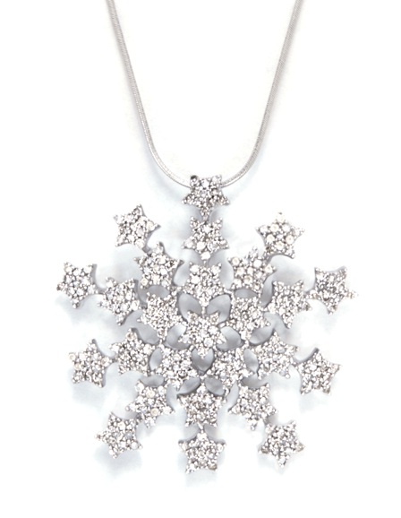 Diamond Snowflake Pendant - 14k White Gold Diamond Snowflake Pendant