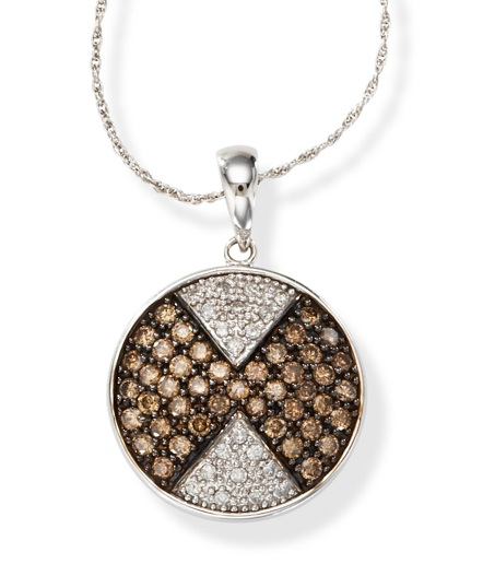 Champagne Diamonds - 14kt White Gold White & Champagne Diamond Pendant