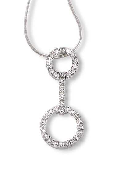 Circle Pendants Diamond Gold - CLEARANCE - 18k White Gold Diamond Double Circle Pendant