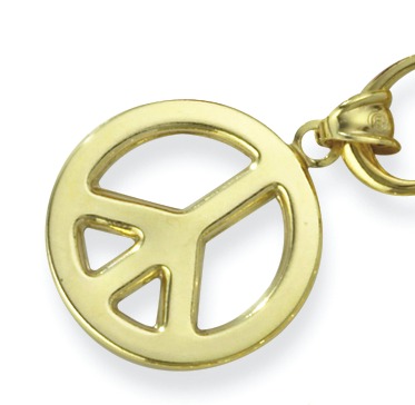 14k Gold Peace Sign Charm Pendant