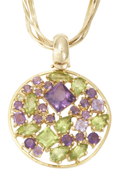 Amethyst Pendant - 18k Gold Amethyst And Peridot Pendant