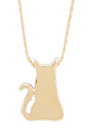 Gold Cat Pendants - 14kt Gold X-tra Large Cat Silhouette Charm Pendant