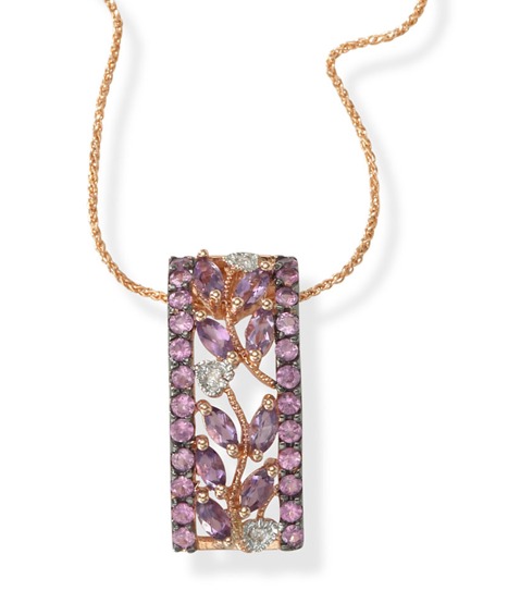 Amethyst Pendant - Amethyst Pink Sapphire & Diamond Pendant