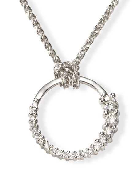 Circle Pendants Diamond Gold - Journey Diamond Circle Pendant In 14k White Gold