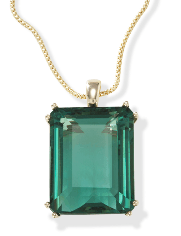 Amethyst Pendants - Huge Emerald Cut Green Amethyst Pendant