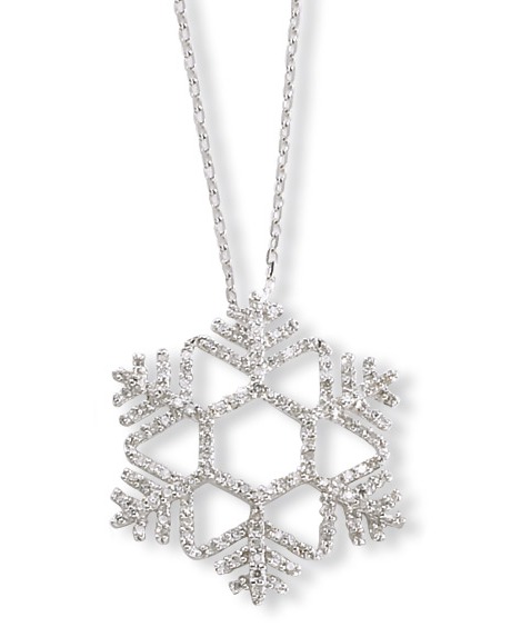 Diamond Snowflake Pendant - 14k White Gold Diamond Snowflake Pendant