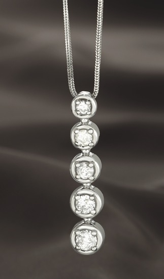 14k Gold Pendants - 14k White Gold Bezel Set Journey Diamond Pendant