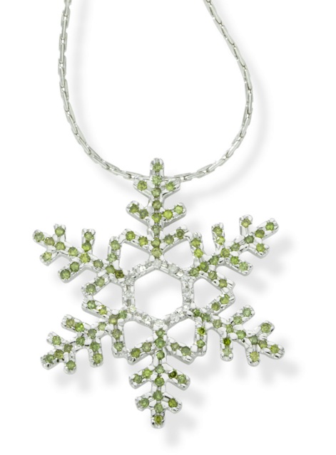Diamond Snowflake Pendant - Green Diamond Snowflake Pendant
