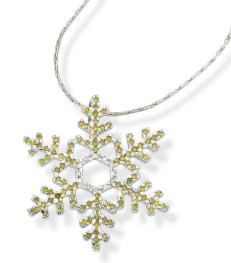 Diamond Snowflake Pendant - Yellow Diamond Snowflake Pendant