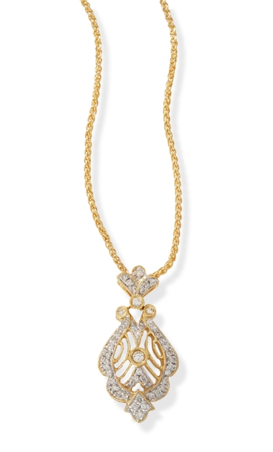 18k Gold Pendants - 18k Gold Diamond Filigree Pendant