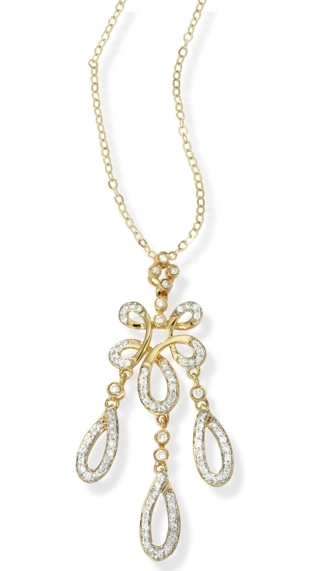 18k Gold Pendants - 18k Gold Diamond Chandelier Pendant