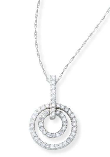 Circle Pendants Diamond Gold - 18k White Gold Double Circle Diamond Pendant