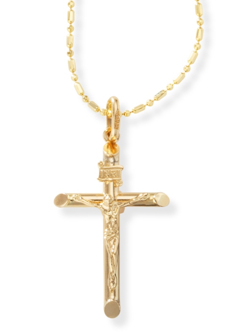 Crucifix Pendant - 14k Gold INRI Crucifix Pendant