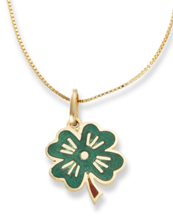14k Enamel Shamrock Charm Pendant