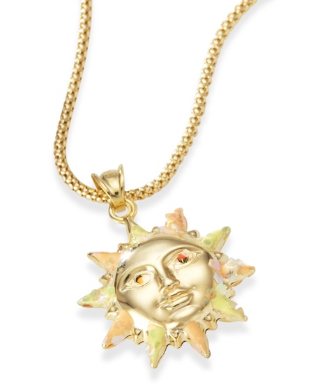 Sun Pendants - 14k Gold Hand Painted Enamel Sun Pendant