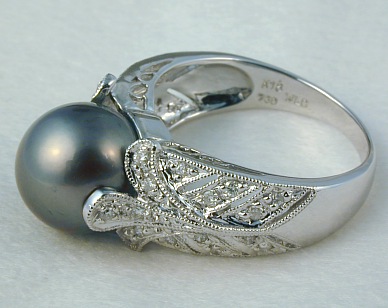 Ring Jewelry Ruby - 18k White Gold 10-10.5mm Tahitian Pearl & Diamond Ring