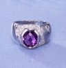 Opal Pendant - 14kt White Gold Ring W Diamonds And Briolette Oval Amethyst