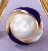 Platinum Pendants - Designer 14kt Gold Ring W Mabe Pearl Center Lapis & Mother Of Pearl