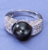 Watches Leather - 14kt White Gold Ring W 10.5mm Tahitian Pearl W Dia