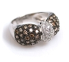 Mother Of Pearl Earrings - 18k White Gold White & Champagne Diamond Ring
