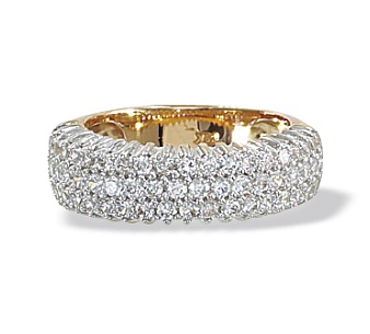 1 ctw of Diamonds - 3 Row 14k Gold Diamond Ring