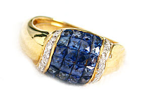 Sapphire Gold Rings - Sapphire And Diamond Gold Ring
