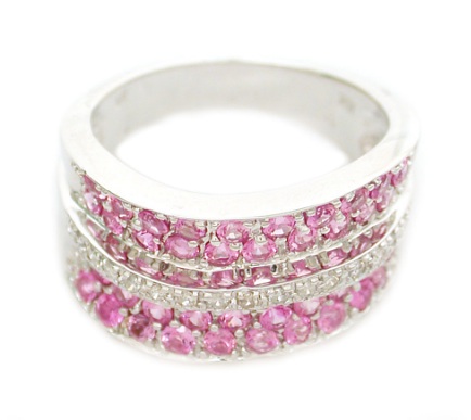 Sapphire Gold Rings - 18k White Gold Diamond & Pink Sapphire Ring
