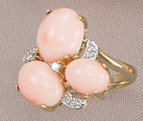 Coral and Diamond Ring