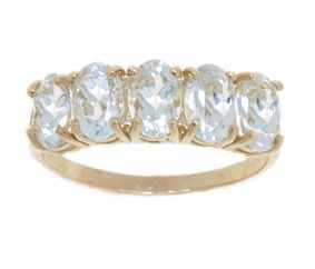 SPECIAL! 14K Gold Five Stone Aquamarine Ring