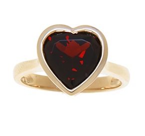14k gold garnet heart ring