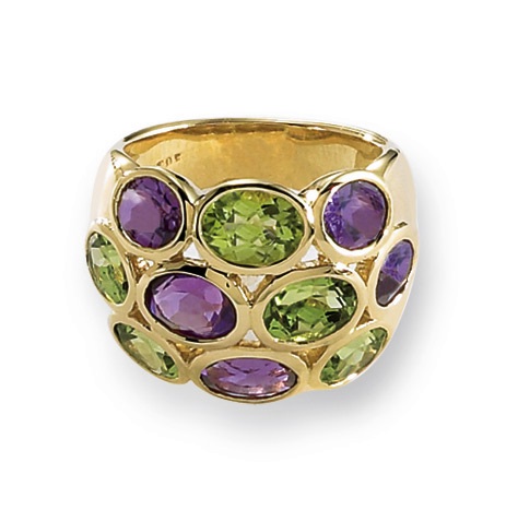 Engagement Rings Design - 14k Gold Amethyst And Peridot Ring