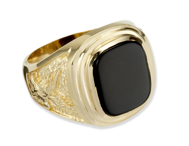 Mens Onyx Rings - 14kt Gold Black Onyx Mens Ring