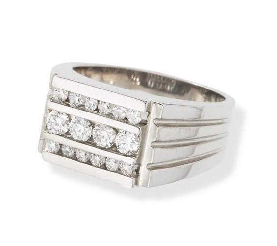 Mens Diamonds Rings - Men's White Gold Rings - 14K With Diamonds