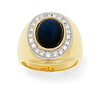 14kt Gold Diamond and Star Sapphire Ring