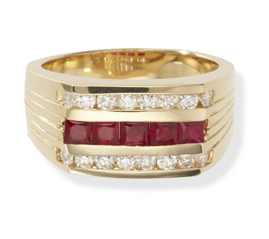 Mens Ruby Rings - Mens Ruby Ring With Diamonds